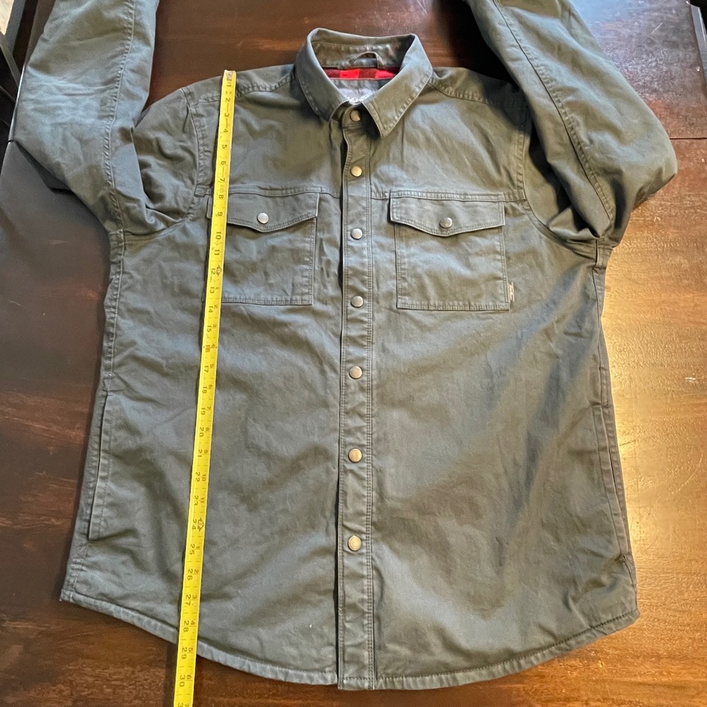 Eddie Bauer Mens Charcoal Gray Fleece Lined Canvas Shirt Jacket Large Outdoor - Picture 7 of 10